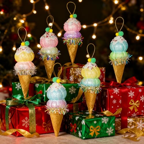 LANGXUN 6 STK. Candy Land 2025 Weihnachtsbaumdeko, Party Deko Hänger Zuckerstock Weihnachtsschmuck Handwerk (17cm EIS) – Ansicht 5