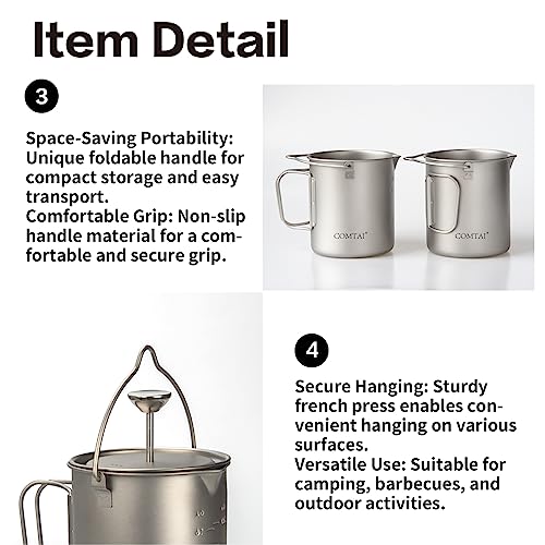 COMTAI Titanium 750mL French Press