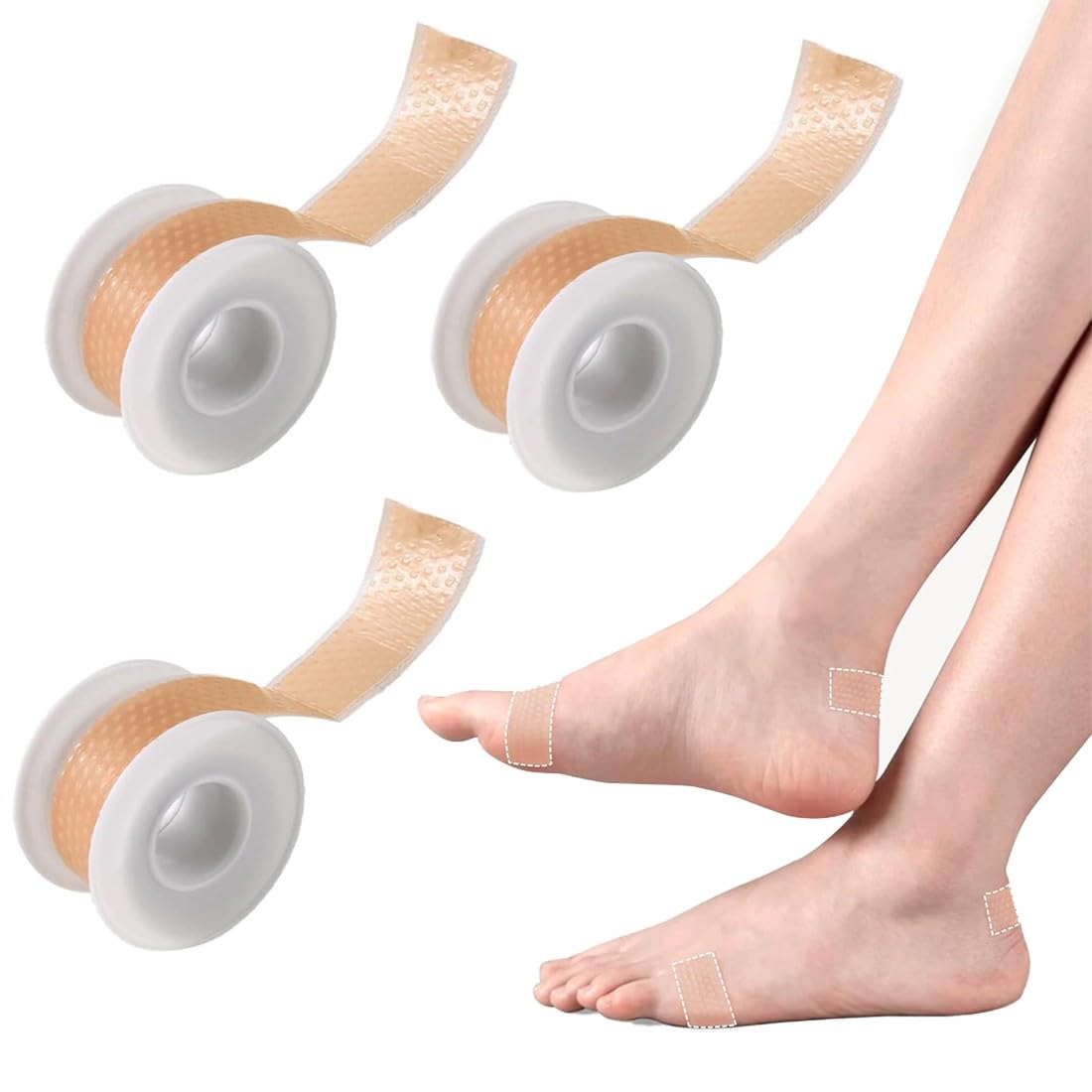 Cerotti per Vesciche, Rotolo di Cerotto per Bolle, Cerotto per bolle, 300 cm, mpermeabile Invisibile Blister Cuscino Cerotti Vesciche Piedi, cerotto protettivo per talloni e bolle