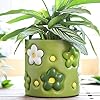 GUGUGO Planters Cute Unique Plant Pots with Drainage Holes Funny Flower Pots for Indoor Plants Eclectic Succulent Planter Pot Aesthetic Living Room Decor Green 5 Inch