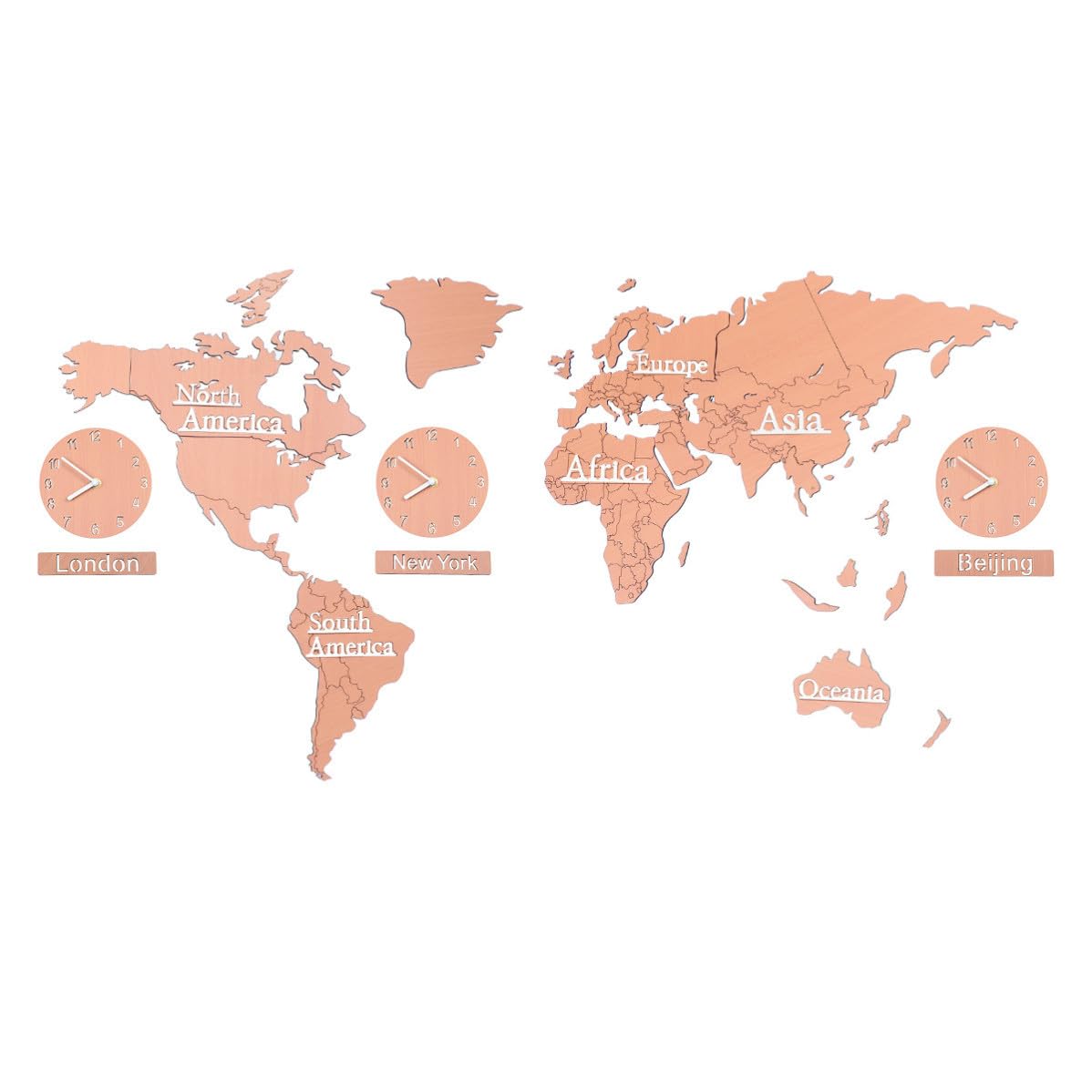 Reloj de Pared Decorativo Mapa del Mundo y Múltiples Zonas Horarias