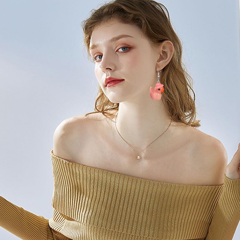 ONLYJUMP 6 Pairs Christmas Duck Earrings Set for Women - Funny Cute Rubber Dangle Earrings - Personalized Yellow Christmas Party Jewelry Gifts - Image 4