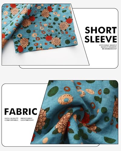 Mens Short Sleeve Casual Button Down Shirt Floral Printed Hawaiian Shirt Tropical Summer Aloha Shirt4