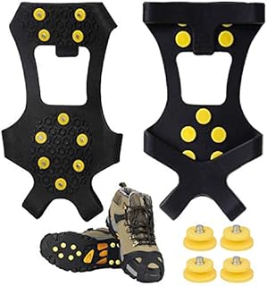 SYOURSELF Ice Cleats Snow Grips Overshoes Boots, Anti-Slip Silicone Portable Walk Traction Cleats Stainless Steel Spikes for Walking, Jogging, Hiking, Climbing, Fishing, Running, Men, Dog, Kids (XL)