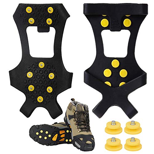 SYOURSELF Ice Cleats Snow Grips Overshoes Boots, Anti-Slip Silicone Portable Walk Traction Cleats Stainless Steel Spikes for Walking, Jogging, Hiking, Climbing, Fishing, Running, Men, Dog, Kids (XL)