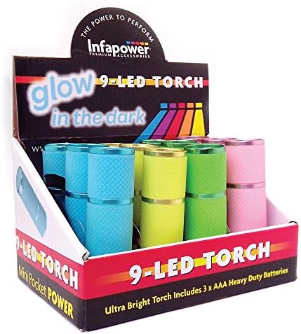 Infapower F007 9 LED Glow in The Dark Torch, Pack of 12