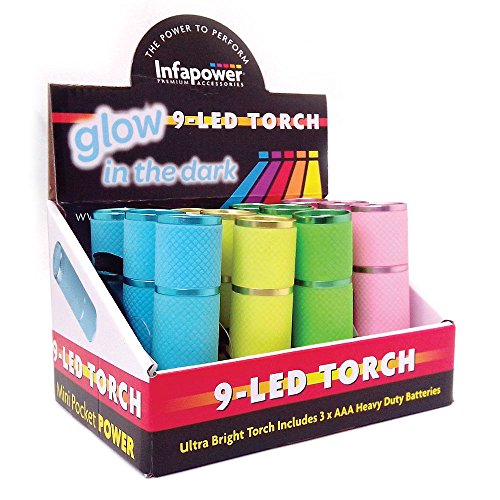 Infapower F007 9 LED Glow in The Dark Torch, Pack of 12