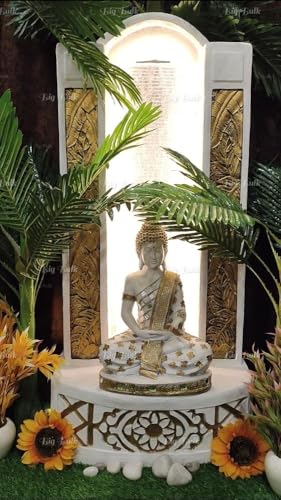 Image of Big Slate Buddha Fountain for Living Room Home Decor Garden Decoration and Drawing Room Indoor Outdoor (White:125 cm X 56 cm X 35 cm)