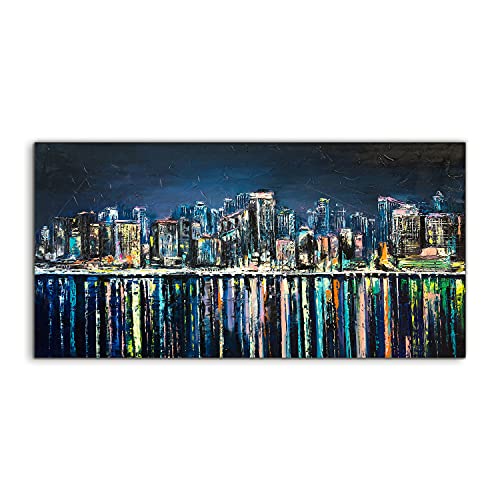 Tableau sur verre incassable 140x70 cm pour remplacer les cadres fragiles Rain city buildings