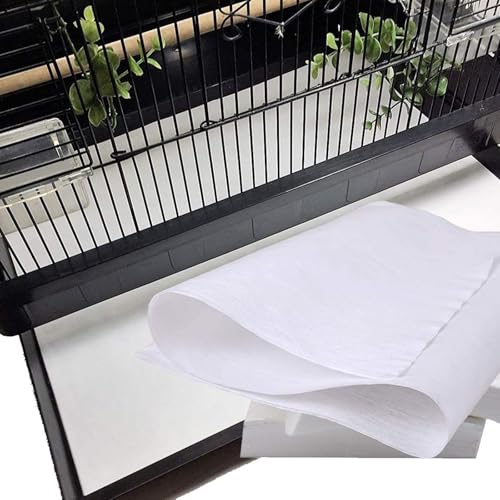 Image of QBLEEV Bird Cage Liner Paper, Extra Large Size Pre Cut Sheets for Birdcages, Precut Absorbent Disposable Non-Woven Cages Cushion Pad Mat Accessories, Square-200 Sheets, 16.5x24.0in