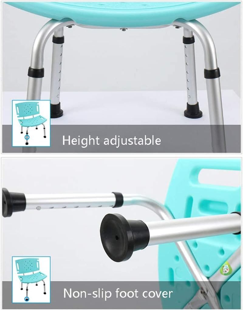 Sillas de Ducha con Respaldo, Altura Regulable, fáciles de Montar y Desmontar, soportan 130 kg