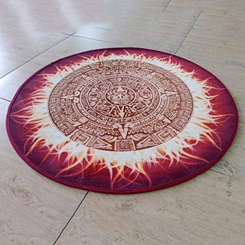 Tapis rouge rond MU pour salon et table basse antidérapant et résistant