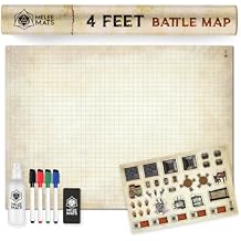 Melee Mats DND Map Starter Set - 35 x 48", Wet & Dry Erase Battle Terrain Grid for Dungeons and Dragons - Ultimate Tabletop Gaming Experience with Accessories