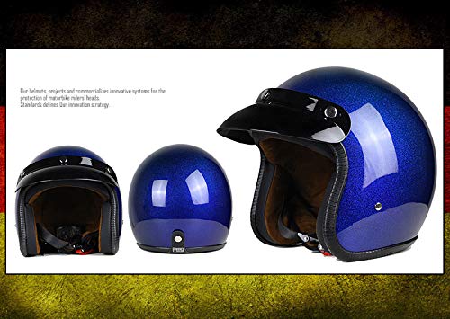 Woljay 3/4 Open Face helmet, Motorcycle Helmet Flat Blue (S) : Automotive