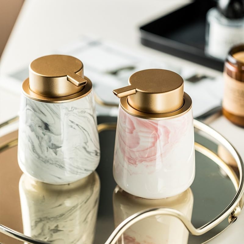 Kitchen Soap Dispenser Soap Dispenser Ceramic Foaming Bottle Refill Bottle Hand Soap Shampoo Shower Gel Home Bottle Hotel Bathroom Press Bottle Bathroom Soap Dispenser(A)