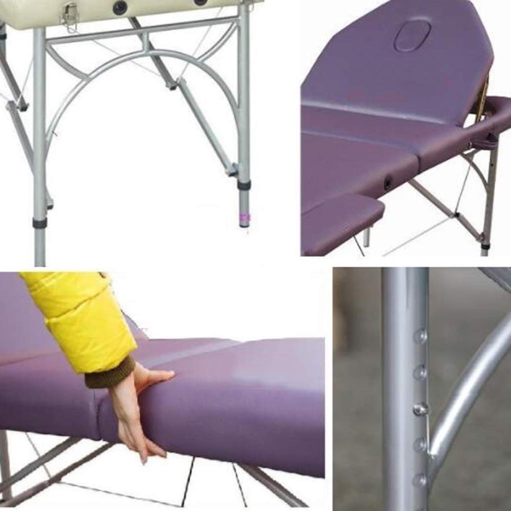 Mesas Plegables Masaje De Belleza Cama De Moxibustión Ancho 27.56 Pulgadas Respaldo Ángulo De Inclinación Cama De Tatuaje Portátil De Aluminio Ajustable (Negro 195 * 70 * 64)