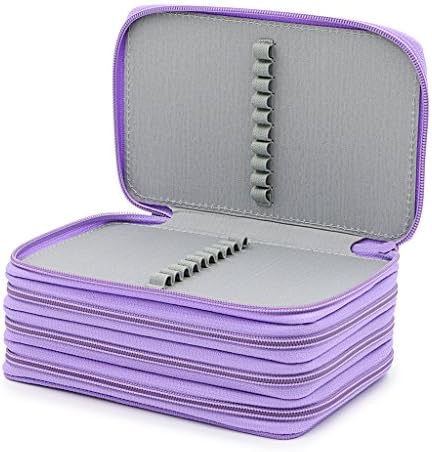 IGNPION 72 Inserting Portable Large Capacity Multi-layer Pencils Case Holder Pouch Bag Colouring Pencils Organiser for School Office Teenagers Girls(Purple) (Pencils NOT Included)