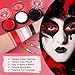 Goth White Foundation + Black Red Face Body Paint for Halloween Makeup, Face Painting Kit with Brushes Facepaint Set for Adults Clown Vampire Skull SFX Make Up Costume Cosplay Party Theater Stage