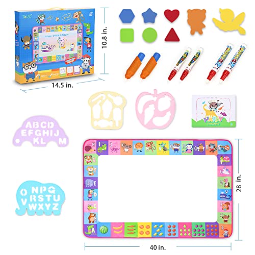 Water Doodle Mat - Kids Painting Writing Doodle Toy Board - Color Doodle Drawing Mat Bring Magic Pens Educational Toys For Age 3 4 5 6 7 8 9 10 11 12 Year Old Girls Boys Age Toddler Gift (Pink) #TOP4