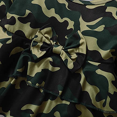 Xuanhao 18 Months Girl Clothes Toddler Girl Clothes Fall Winter Outfits Sets Ruffle Camouflage Long Sleeve Tops Solid Black Pants 18-24 Months Girl Clothing #TOP3