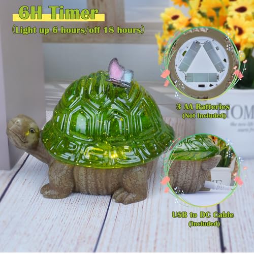 image for GlexpFesti Spring Turtle Snow Globe Decor with 6H Timer, Swirling Glit