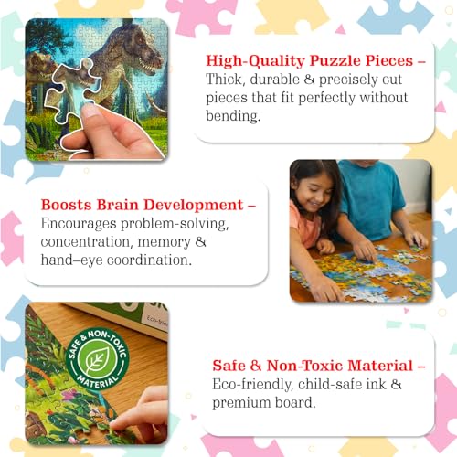 Image of Generic Dinosaur Jigsaw Puzzles 500-Piece for Kids and Children - Wild Animal, Gifts, Fun and Creative Game - Ages 6+