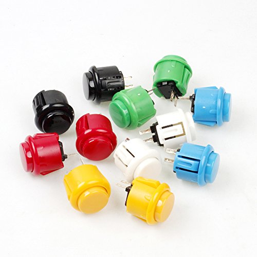 EG STARTS 12x 24mm OEM Arcade Push Buttons Switch Perfect Replace for Sanwa OBSF-24 OBSC-24 OBSN-24 Push Button DIY Fighting Stick PC Joystick Game Part ( Each Color of 2 Pieces )
