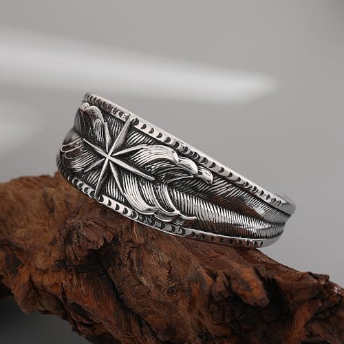 North Star Nautical Bracelet, Viking Compass Cuff Bracelet for Men, Stainless Steel Vintage Pirate Sailor Amulet Jewelry Gift4