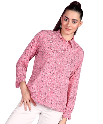 Image of POPWINGS Women Casual Sky Blue Floral Printed Shirt | Collar Button Shirt | Full Sleeve Shirt | Trendy Shirt | Regular Casual Shirt