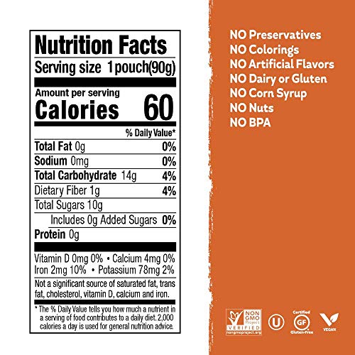 Buddy Fruits Pure Blended Fruit To Go Apple and Mango Applesauce | 100% Real Fruit | No Sugar, Non GMO, Vegan, Gluten Free, No Preservatives, BPA Free , Certified Kosher | 3.2oz Pouch 24 Pack - Thumbnail 2