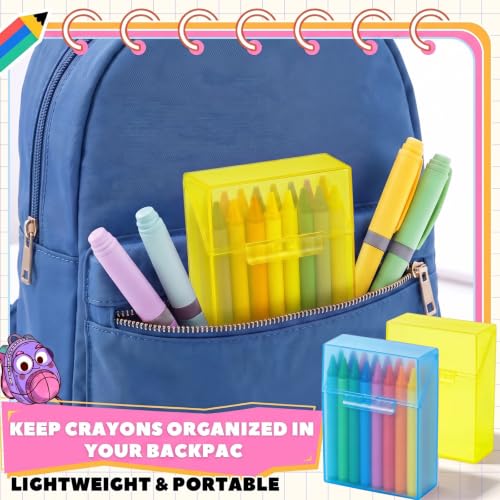 Image of Clabby 2 Pcs Clear Plastic Crayon Boxes Hold 24 Count, Blue,Yellow
