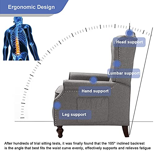 Samery Wingback Recliner Chair With Massage And Heat- Accent Chair Push Back Chair For Living Room Bedroom, Tufted Comfy Reclining Arm Chair Sofa, Reading, Napping #TOP4