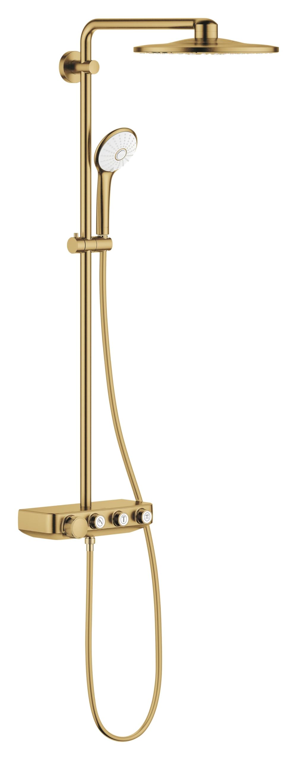 Grohe Sistema de ducha SmartActive 310 multijet THM Duo redondo, termostato incorporado, 3 chorros, sistema antical, serie Euphoria, 59,6 x 31 x 110 cm., color oro cepillado (Ref.: 26507GN0)