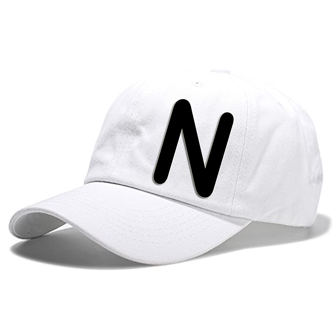 Unisex Cotton Adjustable Baseball Cap (Alphabet_White_N)-image-26