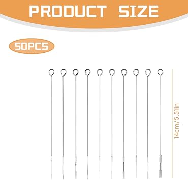50 Pcs Professional Tattoo Needle Kit - Sterilised Stainless Steel Mixed Set (3R/5RL/7RL/9RL/5RS/7RS/9RS/5M1/7M1/9M1), Permanent Tattoo Supplies for All Machines