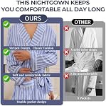 Vulcanodon Mens Robe Lightweight Striped Kimono Bathrobe, Soft Long Sleeve Knee Length Sleepwear