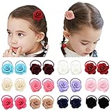 Elesa Miracle 12 Pairs Baby Girls Hair Bow Elastic Ties 1.6 Inch Mini Bow Ponytail Holders Toddler Pony Holder Hair Elastics Value Set (12 Pairs Flower)