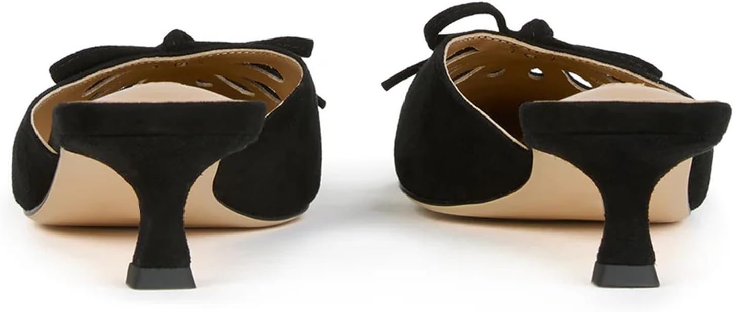 Kitten Heels for Women Dressy Pointed Toe Bow Heeled Sandals Vintage Mules Sexy Stiletto Heel Casual Pumps - Image 3