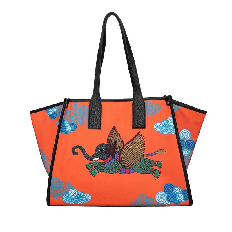 Desi Kala Cotton Canvas with Vegan Leather Tote Bag for Travel Luggage Suitable for Men’s and Women’s/Compact and Comfortable for Travelling Desi Kala Cotton Canvas with Vegan Leather Tote Bag for Travel Luggage Suitable for Men’s and Women’s/Compact and Comfortable for Travelling