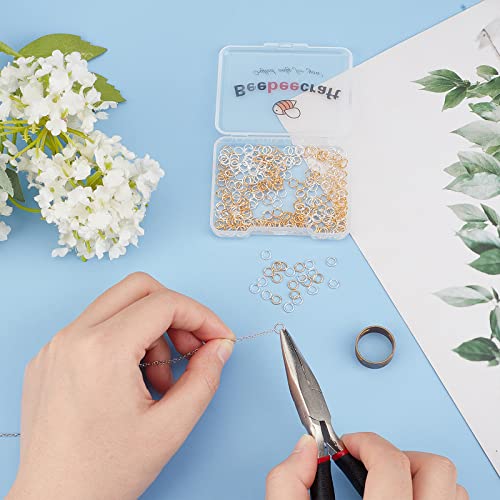 Beebeecraft 300Pcs 2 Colors 5Mm Open Jump Rings 18K Gold & Sterling Silver Plated Jewelry Making Jump Rings For Keychains Necklace Bracelet Repair #TOP3