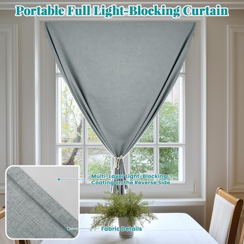 Image of 100% Self Adhesive Blackout Curtains- Stick on Curtains Shades Window Blinds Curtain No Rod Needed Easy to Hang Curtain, Use for Bedroom, Roman Shades, W52 x L72 inch, 1 Panel, Light Grey