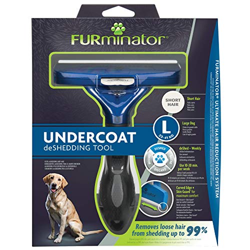 Furminator deShedding-Tool Hund Größe L Kurzhaar - Hundebürste für große Hunde zur Entfernung der Unterwolle & Striegel für Hunde und Katzen - Fellpflege Bürste massiert sanft die Haut, Grau