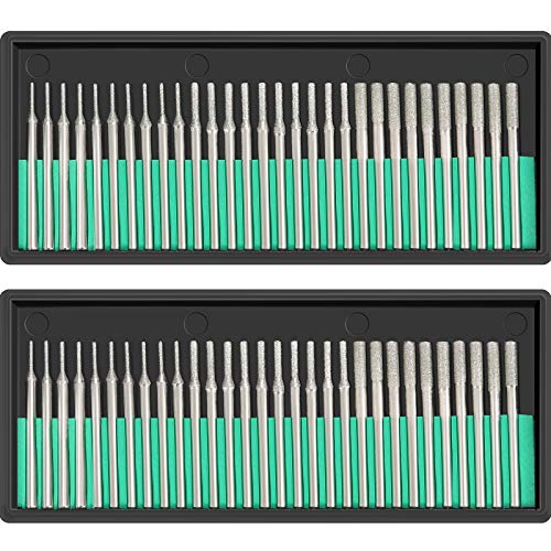 60 Pieces Diamond Drill Bit 1/8 Inch Shank Rotary Burr Set Glass Drill Bit Engraving Carving Polishing Rotary Tool for Jewelry Wood Glass Shells Gemstones Crafts Grinding Head Shank Bit 1 mm 2 mm 3 mm