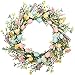 VGIA 18 inch Easter Wreath Artificial Easter Egg Wreath for Front Door Easter Door Wreath Spring Wreath with Pastel Eggs and Mixed Twigs for Easter Decorations