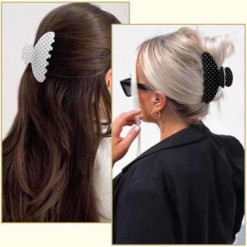 Pinzas para Cabello Atoden en Acrílico Negro y Blanco miniatura 2