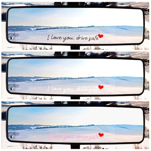 Image of 3pcs I Love You Drive Safe Mirror Sticker, 3 Colors Cute Car Rear View Decals Funny Safe Driving Stickers Vinyl Rearview Mirror Decal with Heart for Women Driver Gifts Accessories