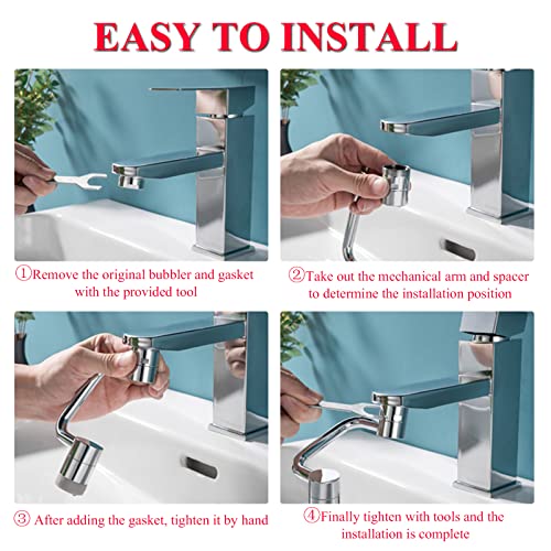 Extensor de grifo universal con brazo robótico giratorio de 1080 grados para lavabo 6