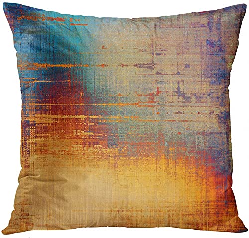 Emvency Set Of 4 Throw Pillow Covers Vintage Abstract Blue And Orange Messy Rust Painting Decorative Pillow Cases Home Decor Standard Square 20X20 Inches Pillowcases #TOP4