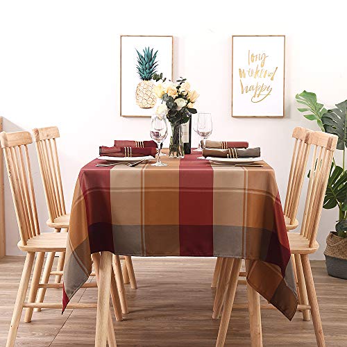 Macosy Rectangle Tablecloth Checkered Style Waterproof Table Cover Spill Proof Dust-Proof Wrinkle Resistant Decorative Table Protector For Outdoor And Kitchen Dining Room(60"X102",8-10 Seats,Red)-L #TOP7