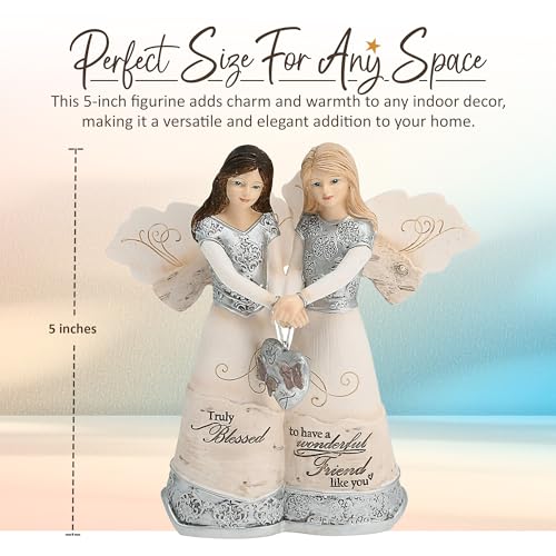 Pavilion Elements Angels Figurine - Double Angel Figure Display - \"Truly Blessed to Have A Wonderful Friend Like You\" Printed Text, Angel Collectibles, Sister Angel Figurines, Friend Theme, 5\" - Thumbnail 3